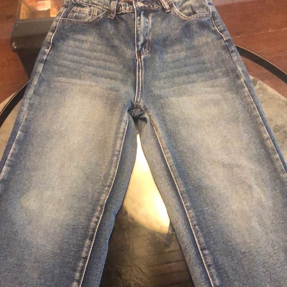 Kids SHEIN Distressed Dark Denim Jeans button & zipper size 12Y Comfortable - Picture 3 of 6